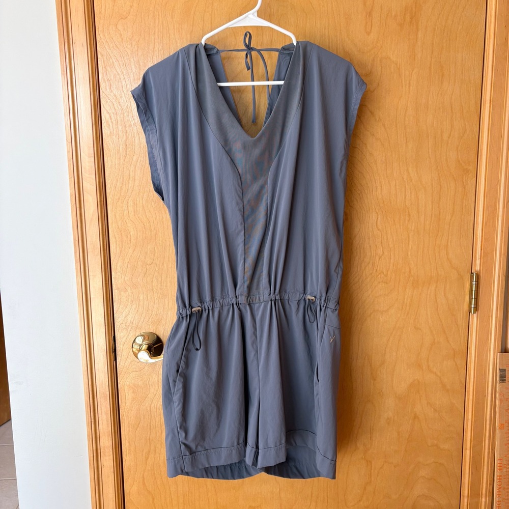Indyeva Romper Women Large Blue Activewear Hiking Travel V-Neck Mesh Drawstring